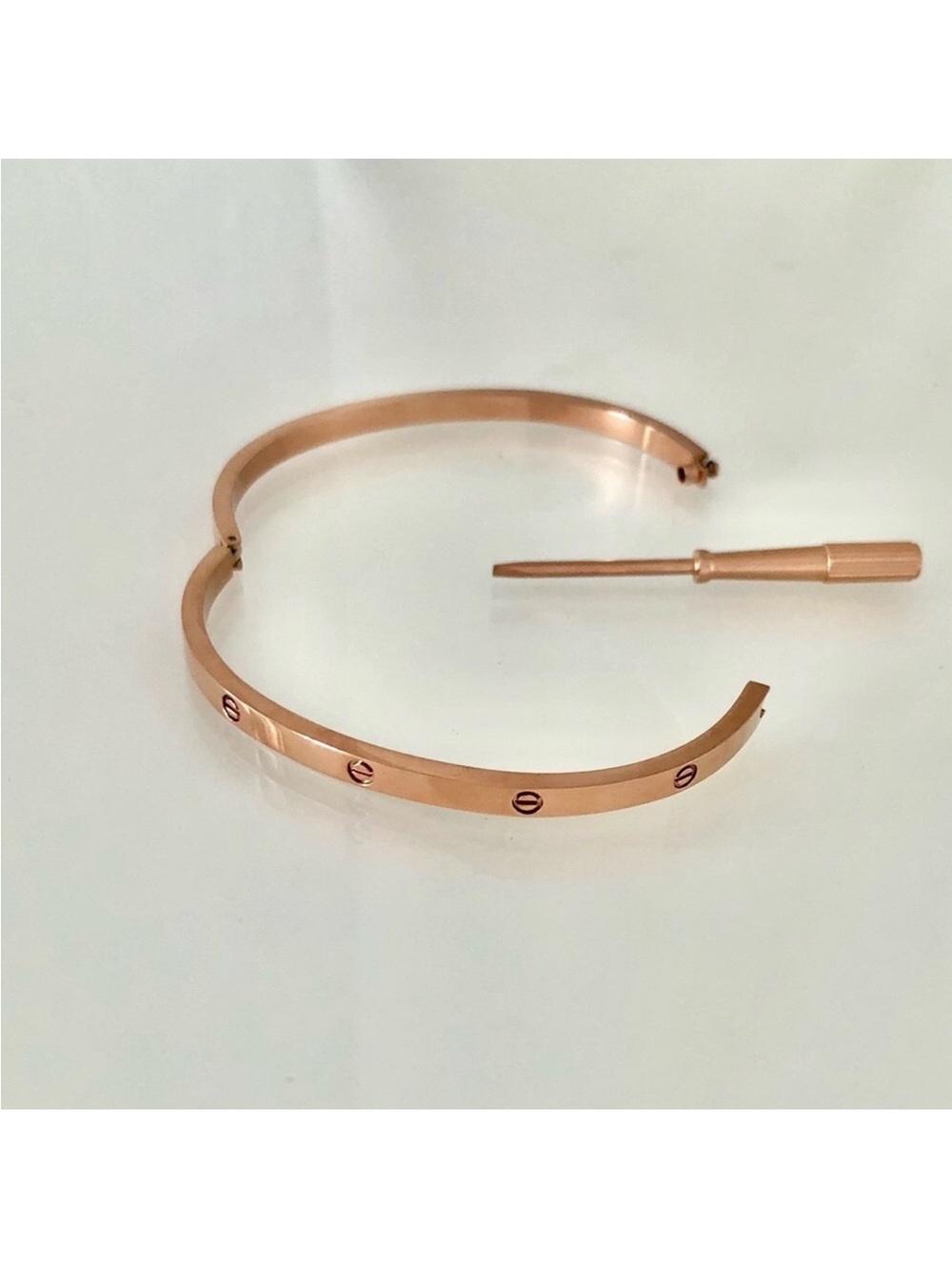 Generic Thin Rose Gold Screw Cuff Bangle Bracelet with Screwdriver - Picture 4 of 9